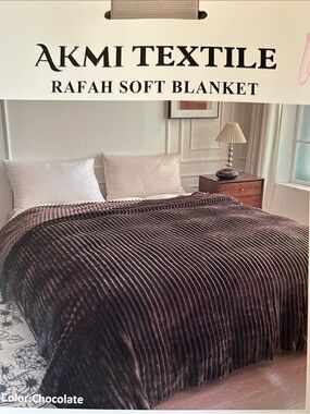 Akmi Textile Rafah Soft Blanket - Chocolate Brown Plush Throw